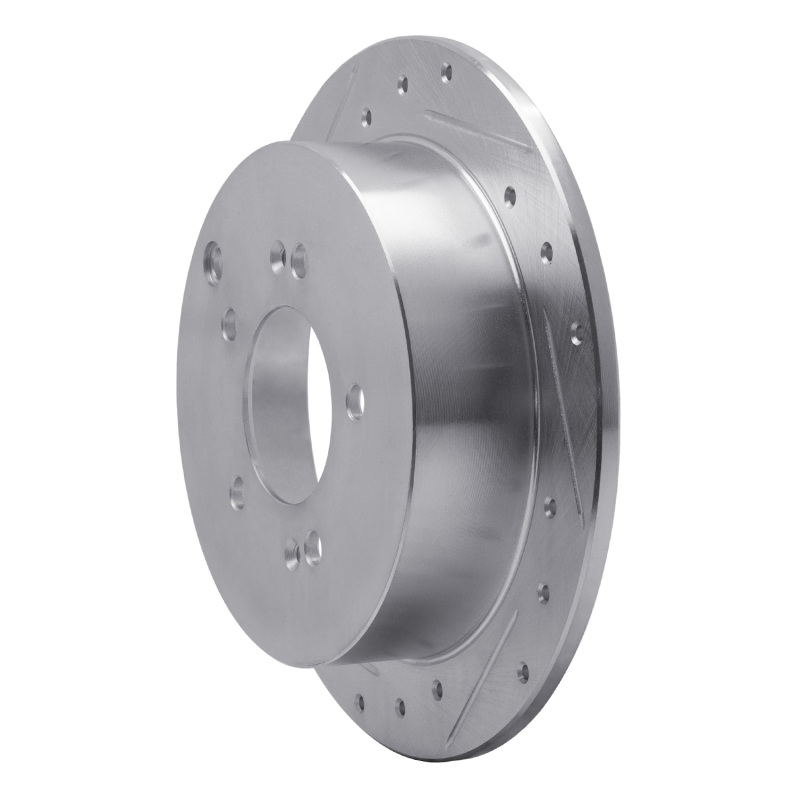 Hyundai Santa Fe Brake Rotor (1) - Rear Left - R1 Concepts - Drilled & Slotted - Silver - `01-`16